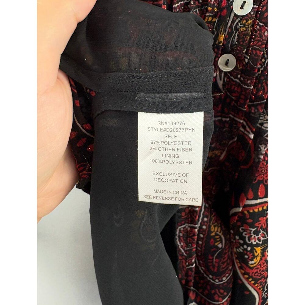 Women’s Daniel Rainn Small Black & Red Paisley Blouse - Picture 6 of 6